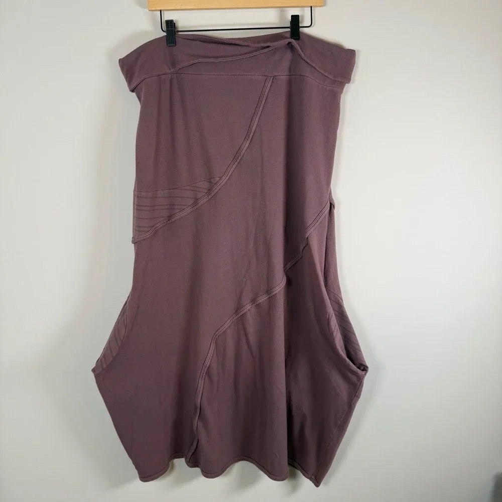 Bluefish Barclay Fold Over Lantern Bell Shape Midi Skirt‎ Size 2 Plum Lagenlook